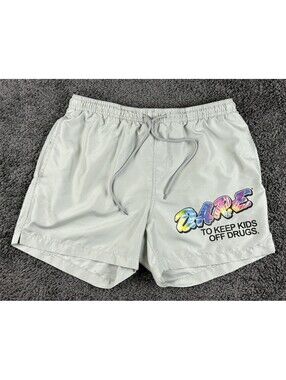 DARE To Keep Kids Off Drugs Swim Trunks Men Gray Board Shorts Sz Large